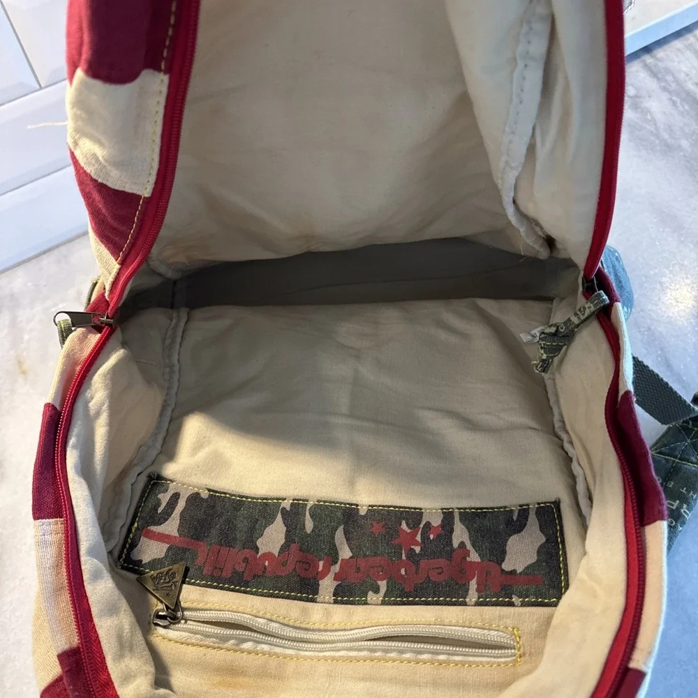 Tigerbear Republik Vintage US Surplus Heavy Canvas Backpack With US Flag‎ GW999